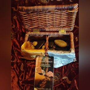 Ultimate Hot & Cold Stone Massage Kit - Wicker Box, Stones, Silks, Book